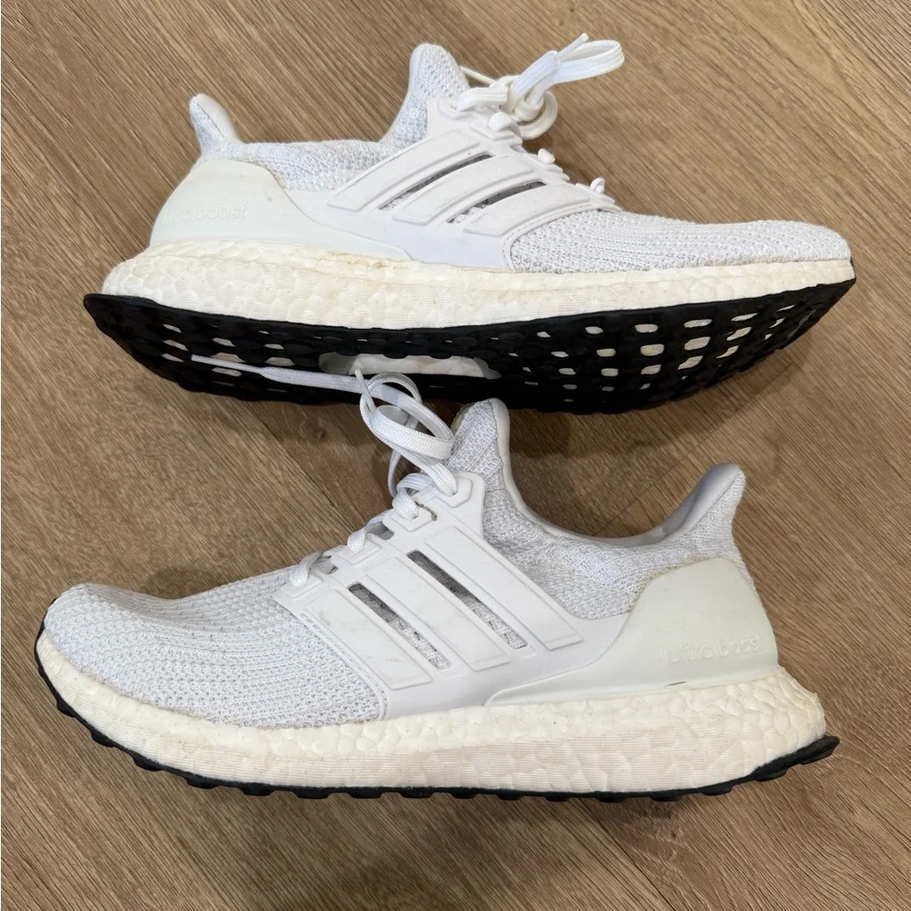 adidas White Knit Ultra Boost with Lace-Up Support - Picture 2 of 3